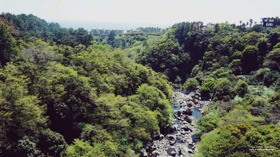 The view Cheonjeyeon area from the bridge.