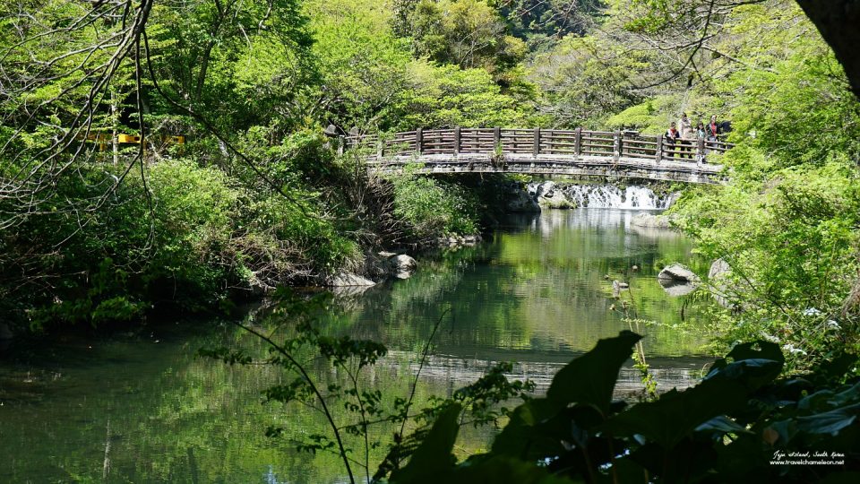 A bridge in Cheonjiyeon Waterfall.