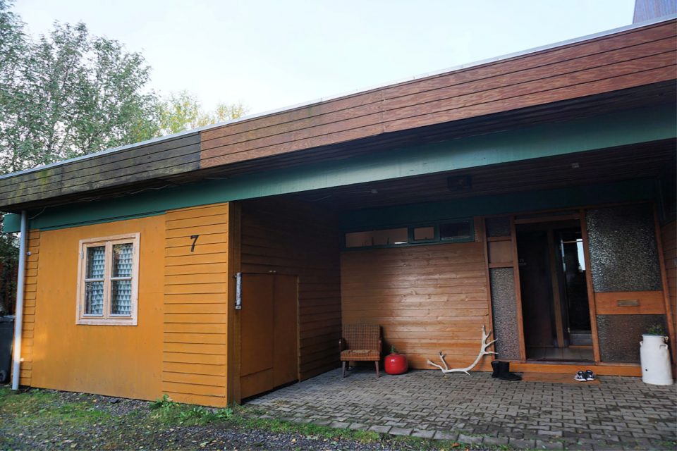 Entrance of Haukaberg House in Hofn, Iceland.